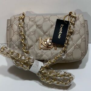 Bebe LIV Monogram Crossbody Bone / Latte Logo Purse Shoulderbag New with Tag